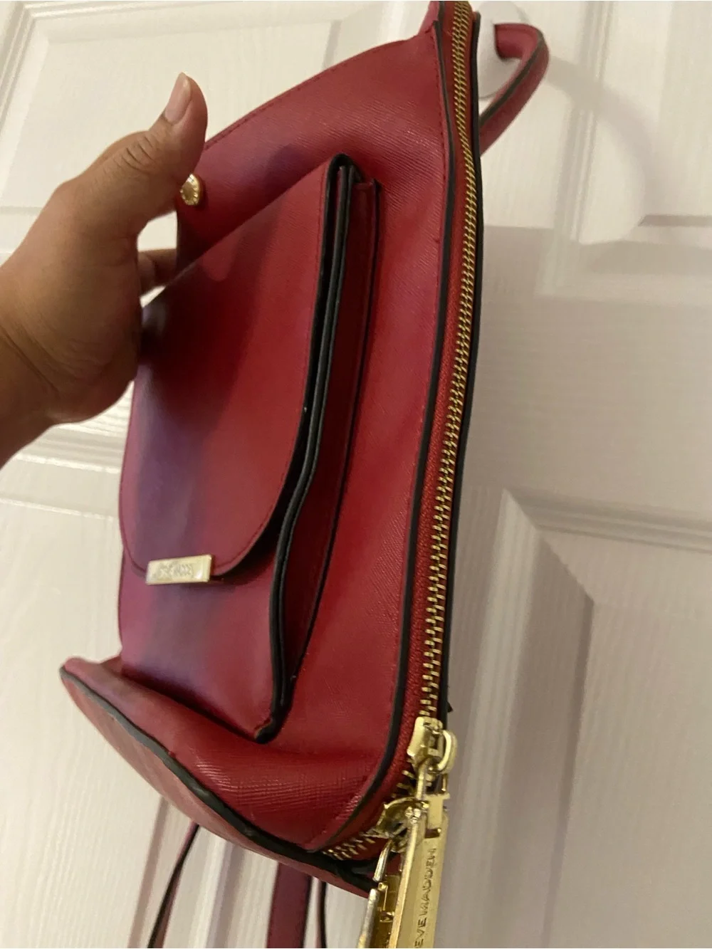 STEVE MADDEN Red Berry Faux Leather Zip-Around BMARINO Backpack *ALTERED